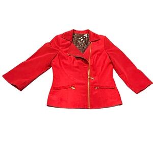 MaryKay Star Red Blazer Jacket Gold Zip Y2K Statement Women’s XS